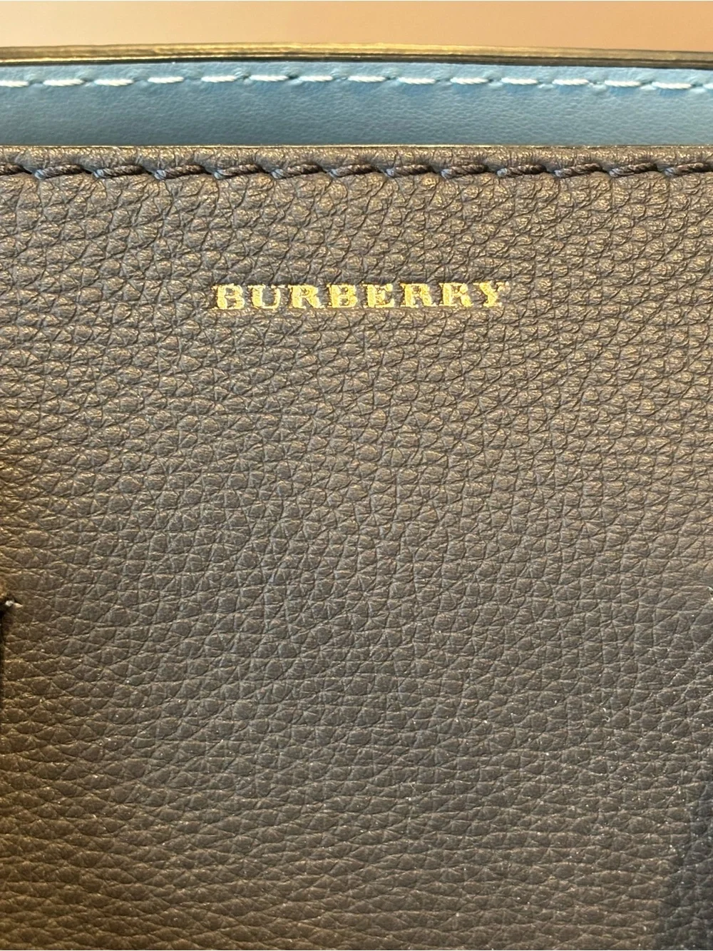 Burberry Belted Dark Gray Leather Satchel with Gold Hardware